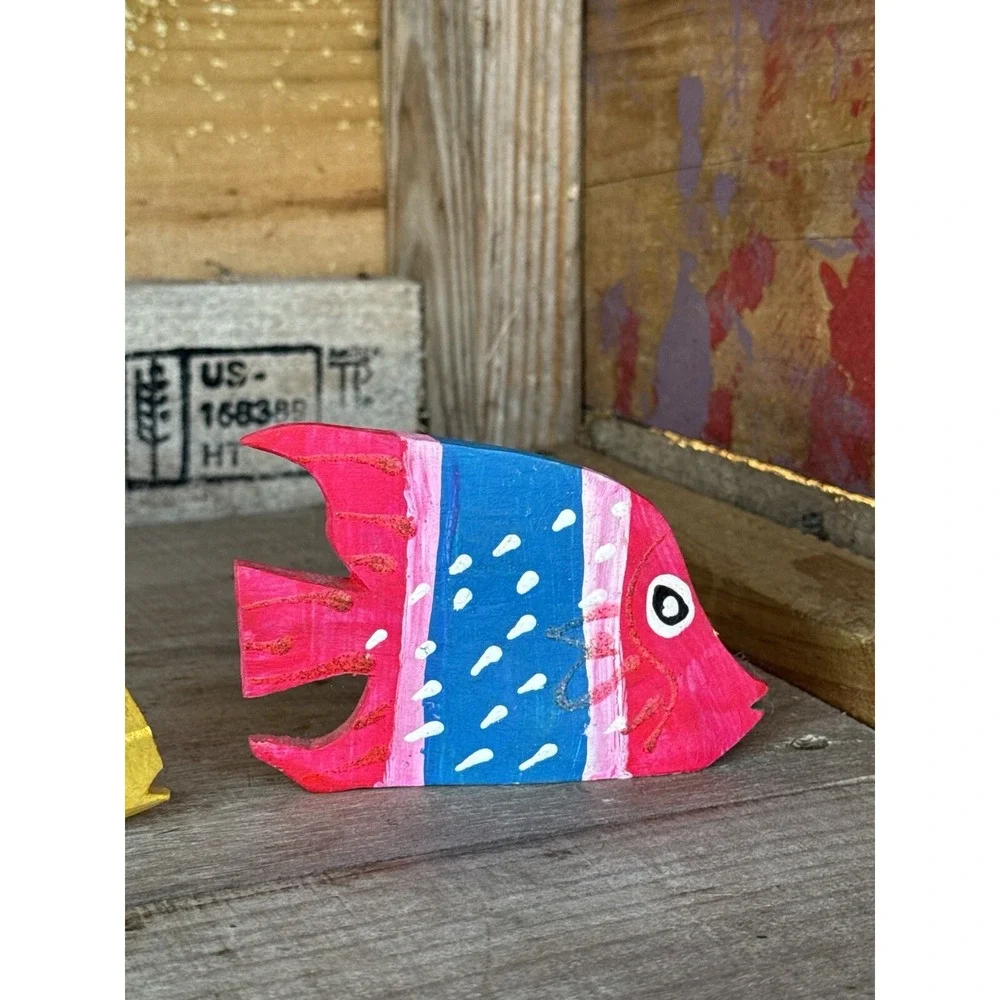 Vintage Wooden Hand Carved Hand Pained‎ Fish Decor Tropical Fish Decor